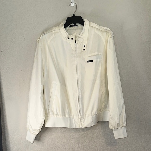 Members Only Ivory Bomber Jacket Retro Lightweight Outerwear Classic - Picture 1 of 7
